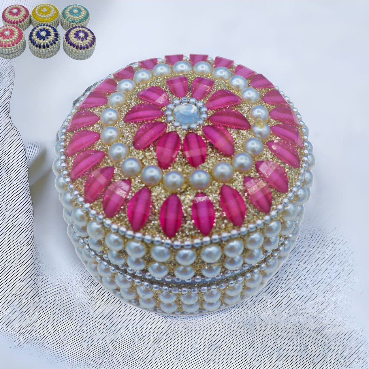 Pearl Jewelry Box For Women Jewelry Travel Case Indian Festival Favor Wedding Pooja Diwali Gift Jewelry Organizer For Mother’s Day Anniversary Housewarming